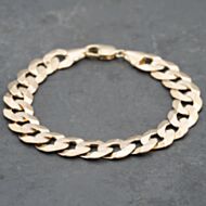 Pre-Owned 9ct Yellow Gold Heavy 9 Inch Curb Chain Bracelet 41281634