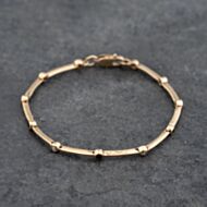 Pre-Owned 9ct Yellow Gold Diamond & Sapphire Articulating 6.5 Inch Bar Bracelet 41281637