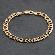 Pre-Owned 9ct Yellow Gold Double 7.5 Inch Curb Chain Bracelet 41281642