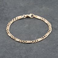 Pre-Owned 9ct Yellow Gold 2+1 Fancy Link 7.5 Inch Figaro Chain Bracelet 41281661