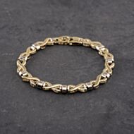 Pre-Owned 9ct Two Colour Gold Textured And Polished Infinity Link 7.5 Inch Chain Bracelet 41281662