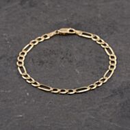 Pre-Owned 9ct Yellow Gold 3+1 7.5 Inch Figaro Chain Bracelet 41281664