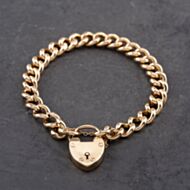Pre-Owned Antique Rose Gold With Padlock 7.5 Inch Curb Chain Bracelet 41281678