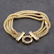 Pre-Owned 9ct Yellow Gold Style Triple 7.5 Inch Beaded Bead Bracelet 41281683