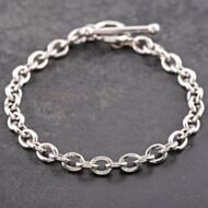 Pre-Owned 9ct White Gold T-Bar 7.5 Inch Belcher Chain Bracelet 41281691