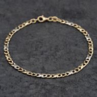Pre-Owned 9ct Two Colour Gold 7.5 Inch Curb Chain Bracelet 41281720