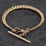 Pre-Owned 9ct Rose Gold Heavy 7.5 Inch Curb T-Bar Bracelet 41281728