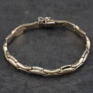 Pre-Owned 9ct Two Colour Gold Fancy Flat 7.5 Inch Link Chain Bracelet 41281730