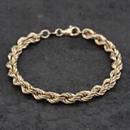 Pre-Owned 9ct Yellow Gold 7.5 Inch Rope Chain Bracelet 41281732