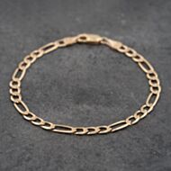 Pre-Owned 9ct Yellow Gold 3+1 Link 7.5 Inch Figaro Chain Bracelet 41281734