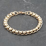 Pre-Owned 9ct Yellow Gold Roller Ball 8 Inch Curb Chain Bracelet 41281737