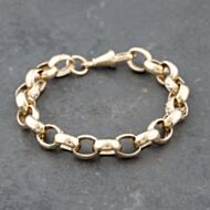 Pre-Owned 9ct Yellow Gold Polished And Foliate Engraved Oval Link 7.5 Inch Belcher Chain Bracelet 41281741