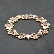 Pre-Owned 9ct Yellow Gold Amethyst Set 7.5 Inch Fancy Chain Bracelet 41281751