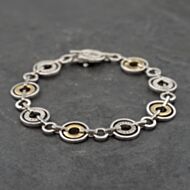 Pre-Owned 9ct Two Colour Gold 0.28ct Diamond Set Circle 7.5 Inch Bracelet 41281753