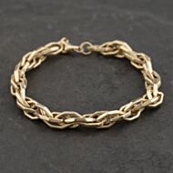 Pre-Owned 9ct Yellow Gold Twisted 7 Inch Fancy Chain Bracelet 41281754