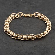 Pre-Owned 9ct Yellow Gold Roller Ball 8 Inch Curb Chain Bracelet 41281760