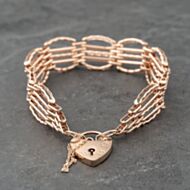 Pre-Owned 9ct Rose Gold Five Bar 7.5 Inch Gate Bracelet 41281769