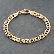 Pre-Owned 9ct Yellow Gold Double Link 7.5 Inch Curb Chain Bracelet 41281776