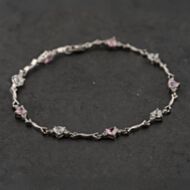 Pre-Owned 9ct White Gold White & Pink Cubic Zirconia Bar 7.5 Inch Bracelet 41281782