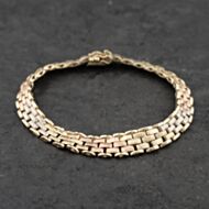 Pre-Owned 9ct Two Colour Gold Graduating 7 Inch Panther Link Chain Bracelet 41281787