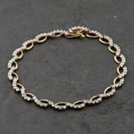 Pre-Owned 9ct Yellow Gold Cubic Zirconia Openwork 7.5 Inch Bracelet 41281800