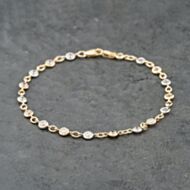 Pre-Owned 9ct Two Colour Gold Cubic Zirconia Set 7.5 Inch Bracelet 41281812