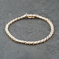 Pre-Owned 9ct Two Colour Gold Diamond Set 7 Inch Bracelet 41281813