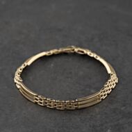 Pre-Owned 9ct Yellow Gold Three Bar 7.5 Inch Bar Gate Bracelet 41281843