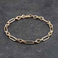 Pre-Owned 9ct Yellow Gold Fancy Link 7.5 Inch Albert Chain Bracelet 41281863