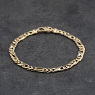 Pre-Owned 9ct Yellow Gold Infinity Link Fancy 7.5 Inch Figaro Chain Bracelet 41281881
