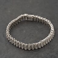 Pre-Owned 9ct White Gold 2.00ct Brilliant Cut Diamond Three Row 7.5 Inch Bracelet 41281897