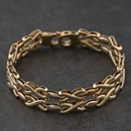 Pre-Owned 9ct Three Colour Gold 7.5 Inch Fancy Chain Bracelet 41281913
