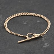 Pre-Owned 9ct Rose Gold Graduated T Bar 8 Inch Curb Chain Bracelet 41281924