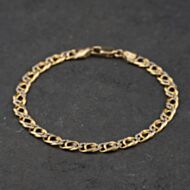 Pre-Owned 9ct Two Colour Gold 7.5 Inch Double Curb Chain Bracelet 41281957