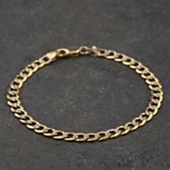 Pre-Owned 9ct Two Colour Gold 7.5 Inch Curb Chain Bracelet 41281958