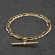 Pre-Owned 9ct Yellow Gold 7.25 Inch Figaro T-Bar Bracelet 41281963