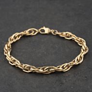 Pre-Owned 9ct Yellow Gold Twisted 8 Inch Curb Chain Bracelet 41281966