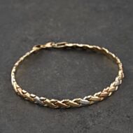 Pre-Owned 9ct Three Colour Gold Kiss 7 Inch Fancy Chain Bracelet 41281969