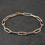 Pre-Owned 9ct Two Colour Gold 7.25 Inch Belcher Chain Bracelet 41281976