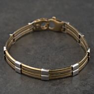 Pre-Owned 9ct Two Colour Gold Flexible 7.5 Inch Bar Chain Bracelet 41281978