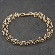 Pre-Owned 9ct Yellow Gold Open Daisy 8 Inch Fancy Chain Bracelet 41281982