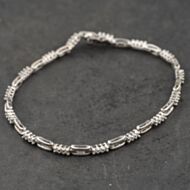 Pre-Owned 9ct White Gold Cubic Zirconia Barlink 7.25 Inch Bracelet 41281984