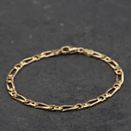 Pre-Owned 9ct Yellow Gold 7.5 Inch Figaro Chain Bracelet 41282004