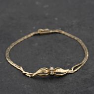 Pre-Owned 9ct Yellow Gold 0.08ct Diamond Set 7.5 Inch Fancy Chain Bracelet 41282008