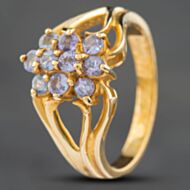 Pre-Owned 9ct Yellow Gold Tanzanite Cluster Ring 412958260