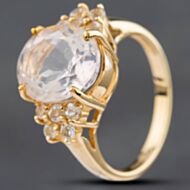 Pre-Owned 9ct Yellow Gold Pink Quartz & White Topaz Dress Ring 4129789