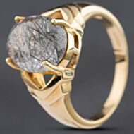 Pre-Owned 9ct Yellow Gold Rutile Quartz Single Stone Dress Ring 4129790