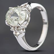 Pre-Owned 9ct White Gold Green Quartz Dress Ring 4129800