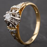 Pre-Owned 14ct Two Colour Gold Fancy 0.20ct Diamond Single Stone Ring 4133998