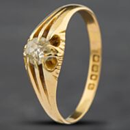 Pre-Owned Antique 18ct Yellow Gold Diamond Single Stone Signet Ring 41341112